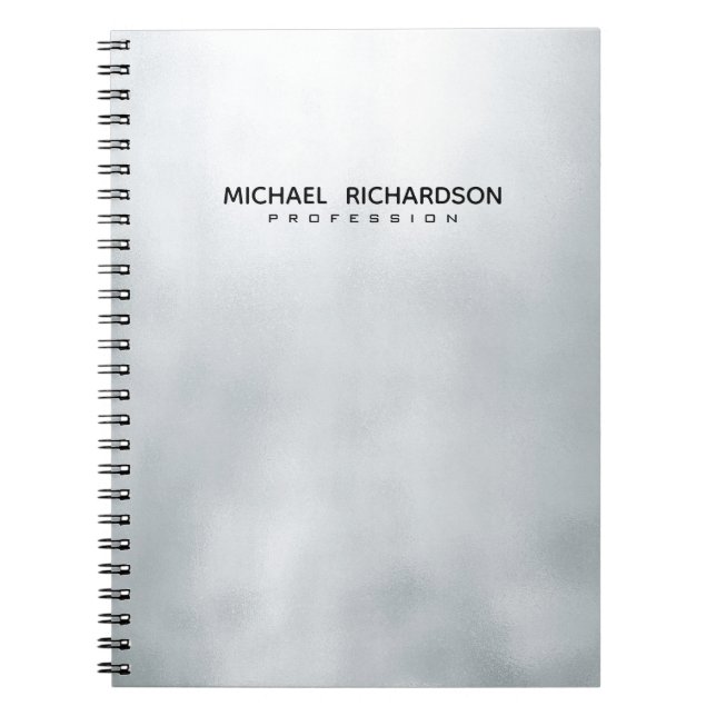 Cahier Personnalisé Élégant Masculin Argent Noir (Devant)