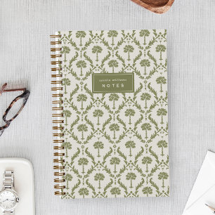 Cahier personnalisé en damas de palme Olive Héri