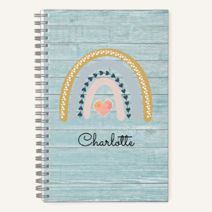 Cahier personnalisé enfant arc-en-ciel aquarelle b