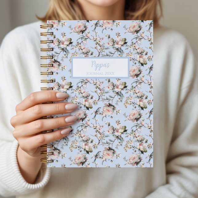 Cahier personnalisé Fleur de Fleur Bleue (Bird in Blossom Blue notebook)