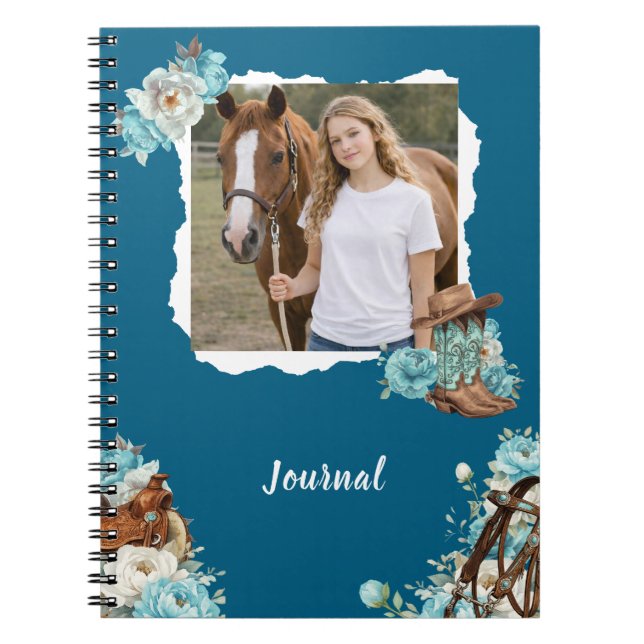Cahier Personnalisé Floral Cheval Occidental (Devant)