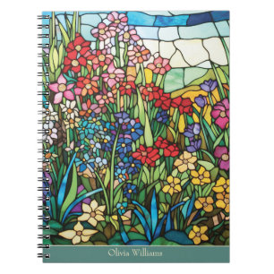 Cahier personnalisé floral en verre coloré