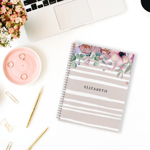 Cahier personnalisé Floral & Rayures