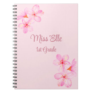 Cahier personnalisé floral rose féminin 