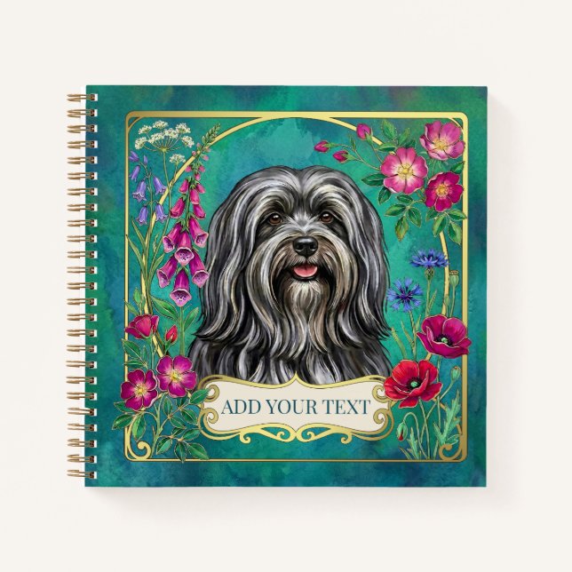Cahier personnalisé gris foncé Lhasa Apso (Devant)