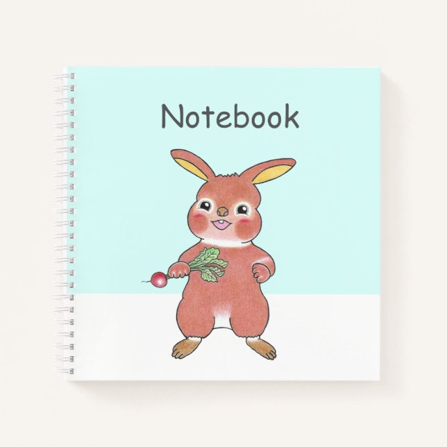 Cahier personnalisé Lapin bleu mignon et affamé ca (Devant)