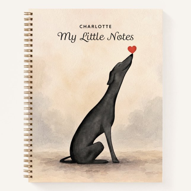 Cahier personnalisé Lévrier avec nom          (Devant)