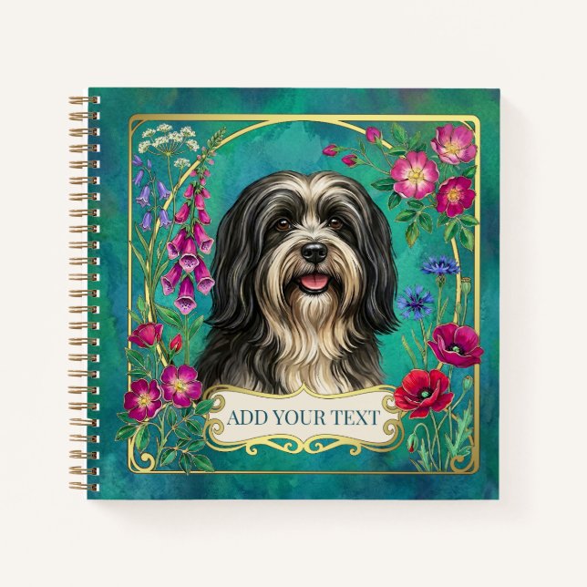 Cahier personnalisé Lhasa Apso noir et blanc (Devant)