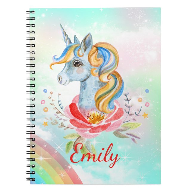 Cahier personnalisé Licorne Magique Mignonne (Devant)