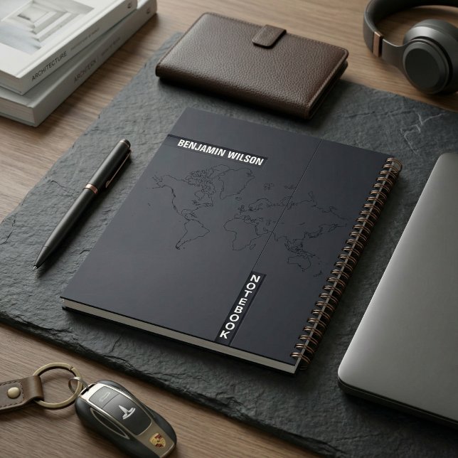 Cahier personnalisé minimaliste noir et blanc (Black & White Minimalist Custom Name Notebook
)