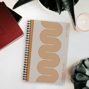 Cahier personnalisé moderne aux lignes ondulées lo