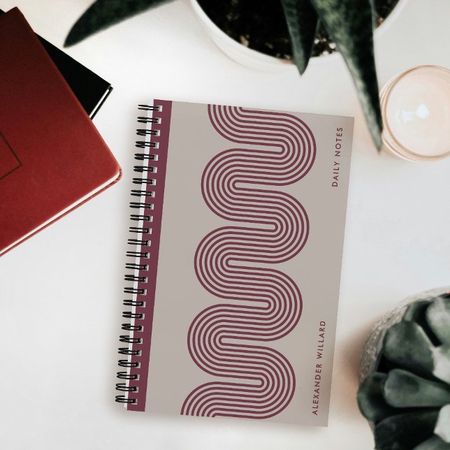 Cahier personnalisé moderne aux lignes ondulées pr (Créateur téléchargé)