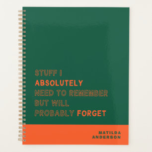 Cahier Personnalisé Moderne Vert Orange Drôle Nom 