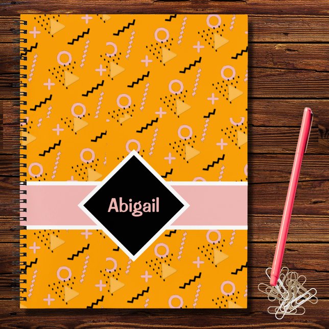 Cahier Personnalisé Motif Bright Memphis Orange (Créateur téléchargé)