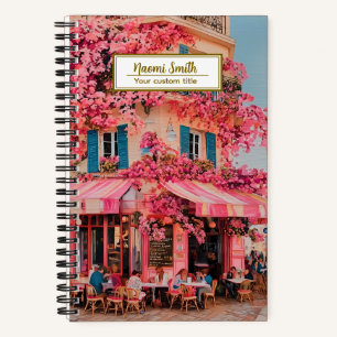 Cahier personnalisé nom/titre – Café Fleur Rose