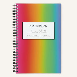 Cahier personnalisé ombré arc-en-ciel brillant