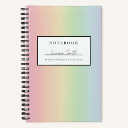 Cahier personnalisé ombré arc-en-ciel pastel