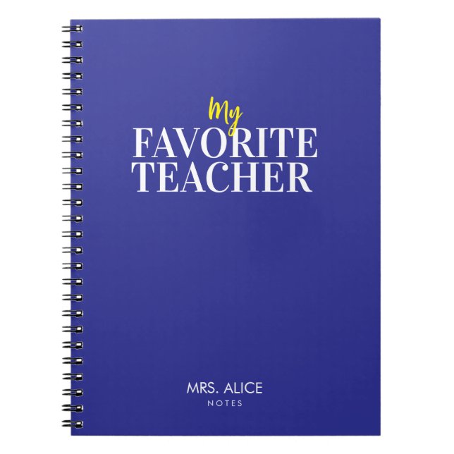 Cahier personnalisé pour cadeaux d'enseignant  (Devant)