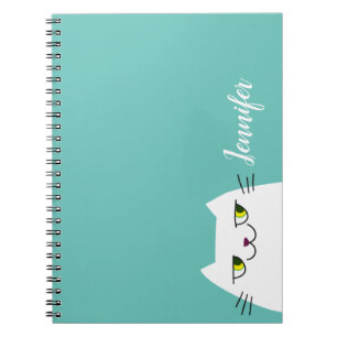 Cahier Personnalisé pour Chat Minimaliste Sarcelle