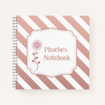 Cahier personnalisé pour enfants avec rayures Rose
