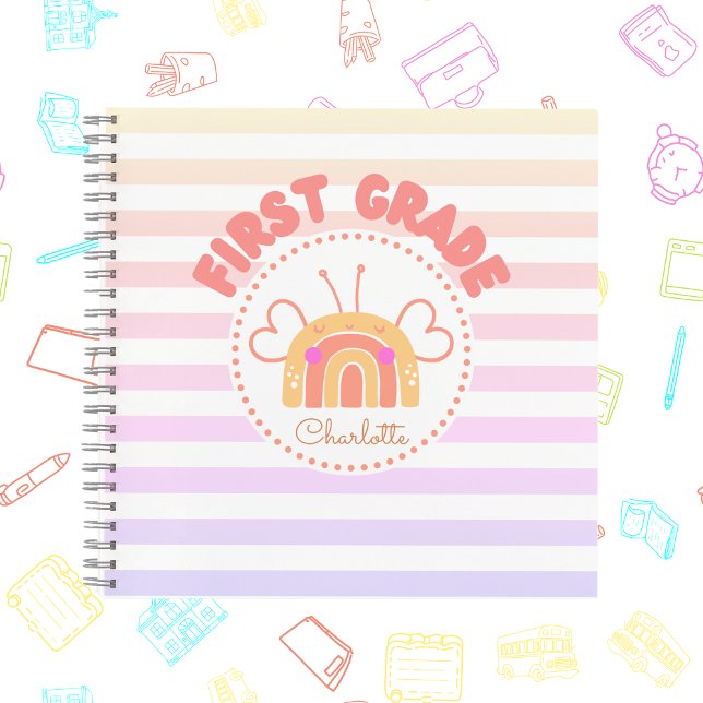 Cahier Personnalisé Première Année Arc-en-Ciel (First Grade Rainbow Personalized Notebook)