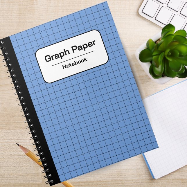 Cahier personnalisé quadrillé Classique Bleu & Bla (Blue & White Classic Quad Ruled Personalized Notebook)