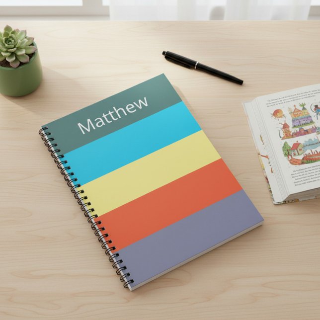 Cahier Personnalisé Rayé avec Bloc de Couleur Bleu (Créateur téléchargé)