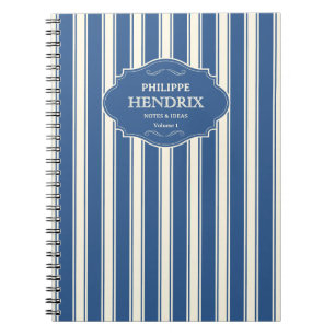 Cahier personnalisé rayé bleu vintage