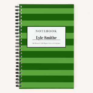 Cahier personnalisé rayé vert citron et foncé