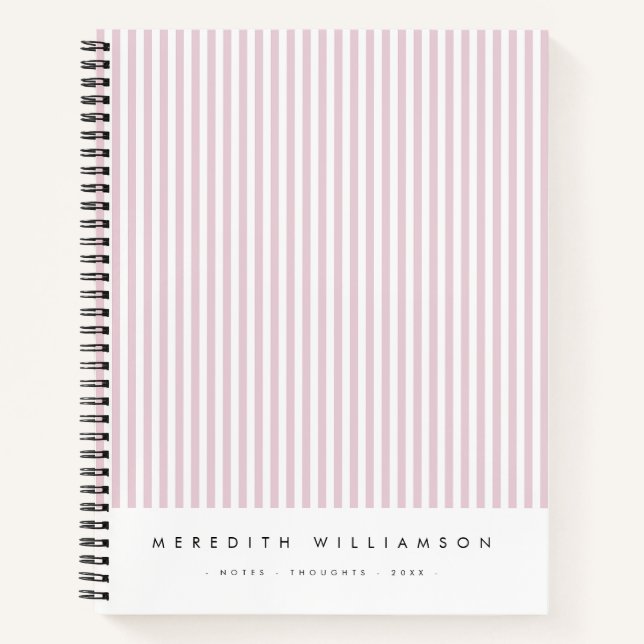 Cahier personnalisé rayures rose pâle (Devant)