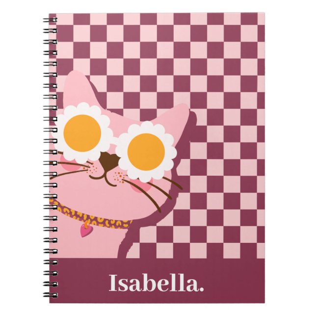 Cahier personnalisé rose spirale mignon (Devant)