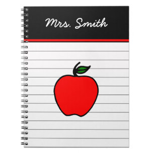 Cahier personnalisé rouge pomme cadeau de l'enseig