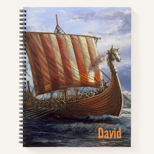 Cahier personnalisé sur le thème des bateaux vikin (Devant)