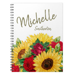 Cahier personnalisé Tournesols Roses Rouges