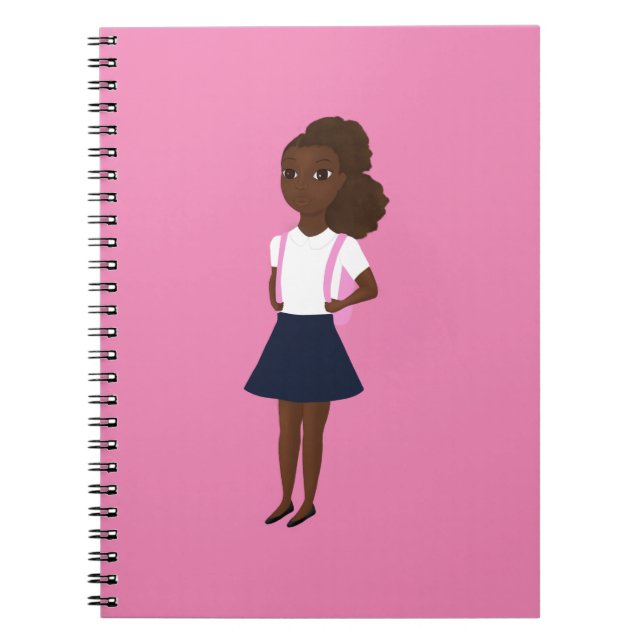 Cahier Petite Fille Noire de Retour à l'École (Devant)