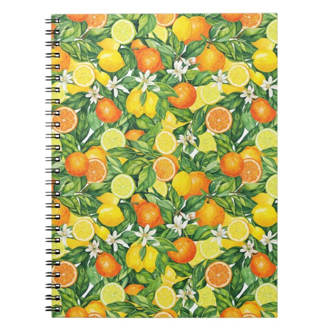 Cahier photo à spirale de fruits d'agrumes à l'aqu (Devant)