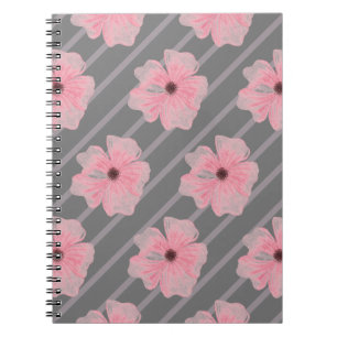 Cahier photo à spirale Fleurs roses et rayures