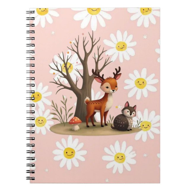 Cahier photo en spirale Cerf et Hérisson Mignons (Devant)