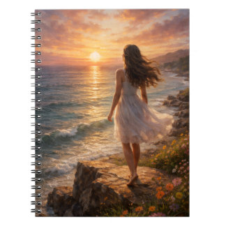 Cahier photo spirale esthétique d'océan au coucher
