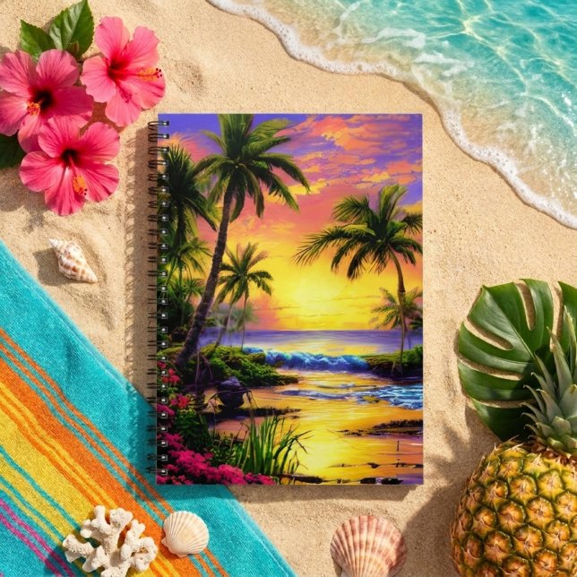 Cahier Plage Tropicale, Coucher de Soleil sur l'Oc (Créateur téléchargé)