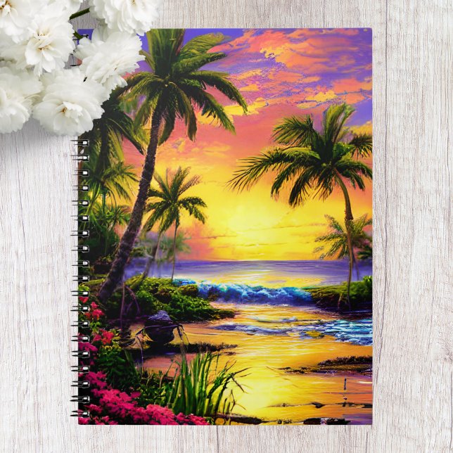 Cahier Plage Tropicale, Coucher de Soleil sur l'Oc (Créateur téléchargé)