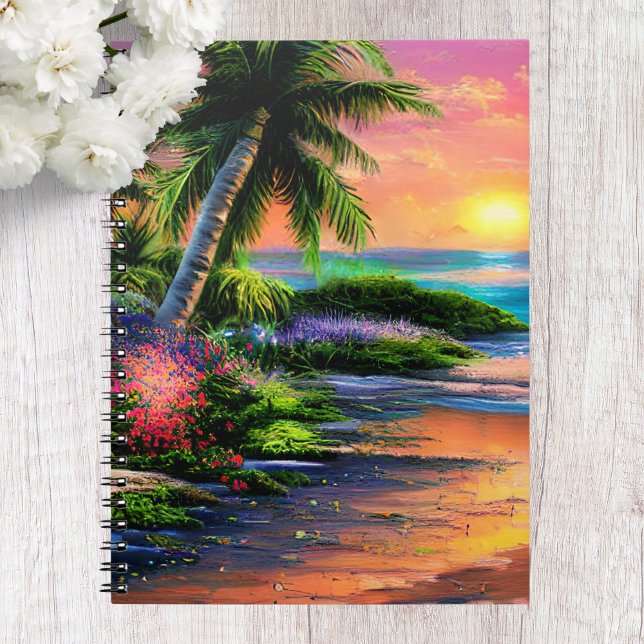 Cahier Plage Tropicale, Coucher de Soleil sur l'Oc (Créateur téléchargé)