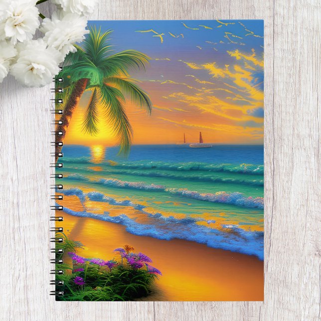 Cahier Plage Tropicale, Coucher de Soleil sur l'Oc (Créateur téléchargé)