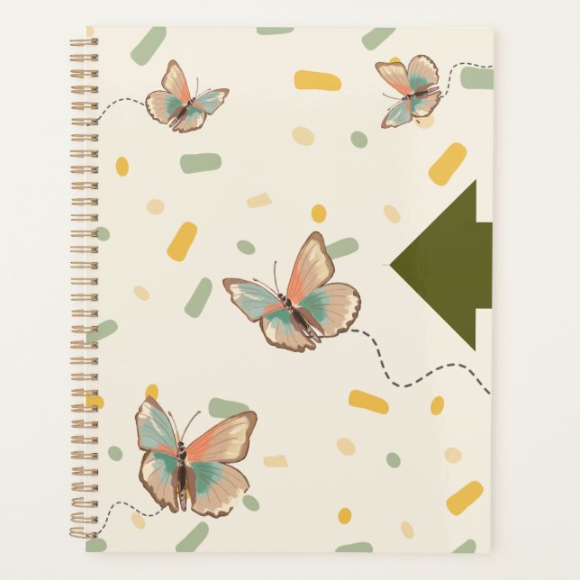 Cahier planificateur papillon esthétique vert ment (Devant)