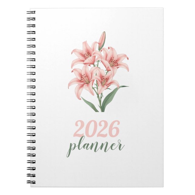Cahier Planificateur Spirale Fleur de Lys Rose Mig (Devant)