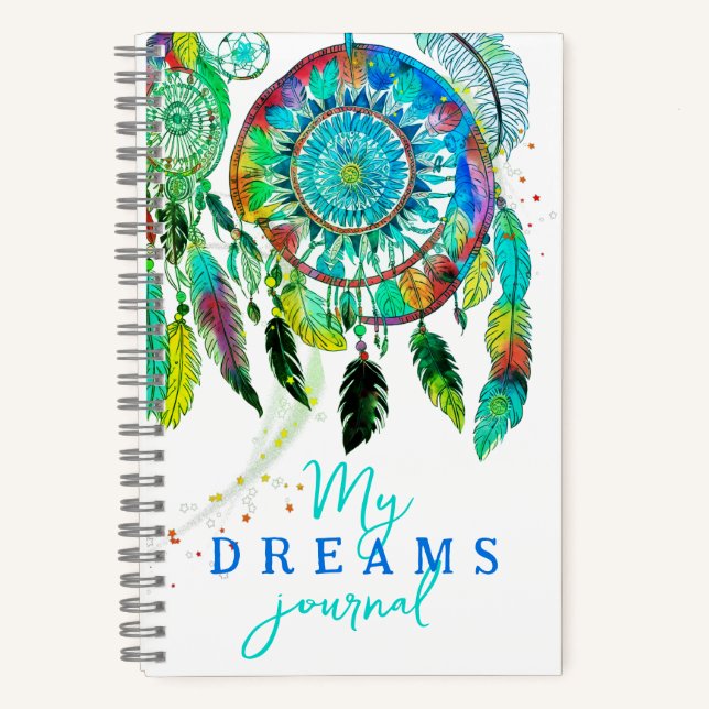 Cahier Plume Attrape-Rêves Bleu Clair Aquarelle (Recto)