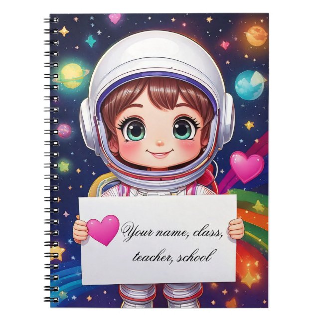 Cahier pour bébé fille - Voyage spatial - mettez v (Devant)