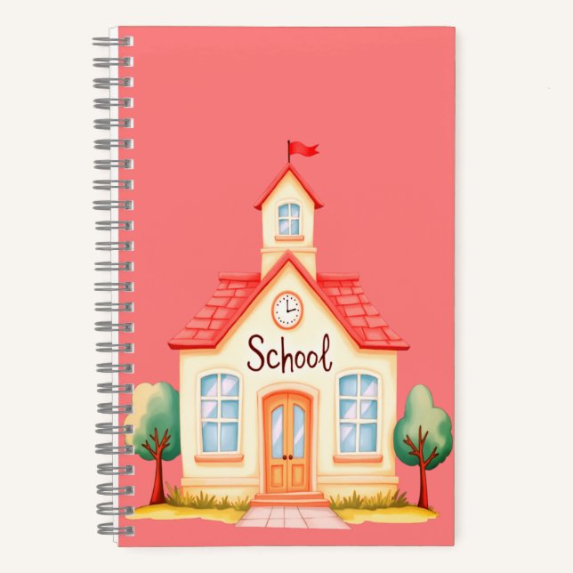 Cahier pour enfants avec bâtiment scolaire illustr (Recto)