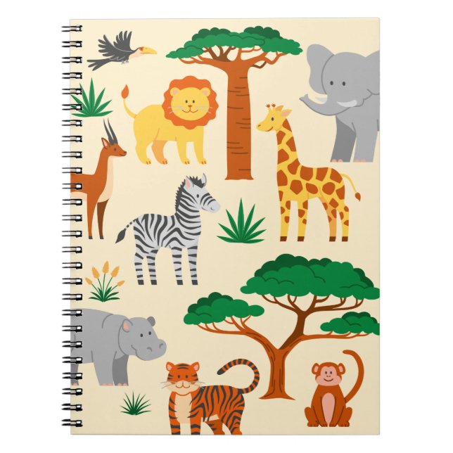 Cahier pour enfants avec des animaux de jungle mig (Devant)