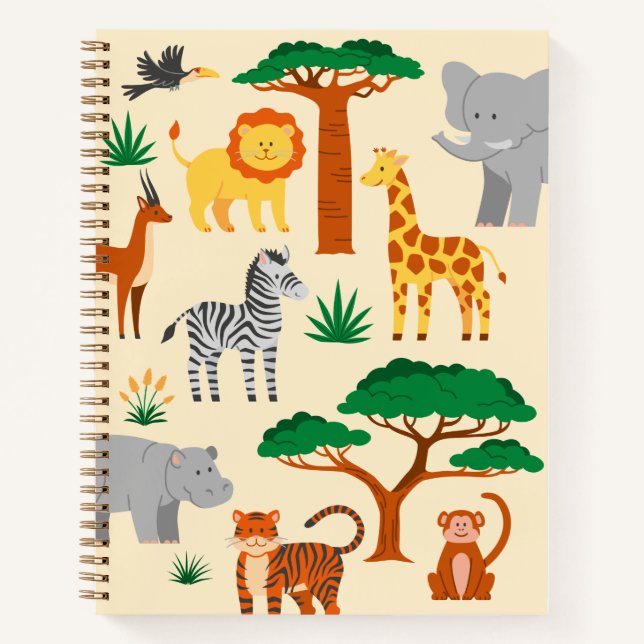 Cahier pour enfants avec des animaux de jungle mig (Devant)